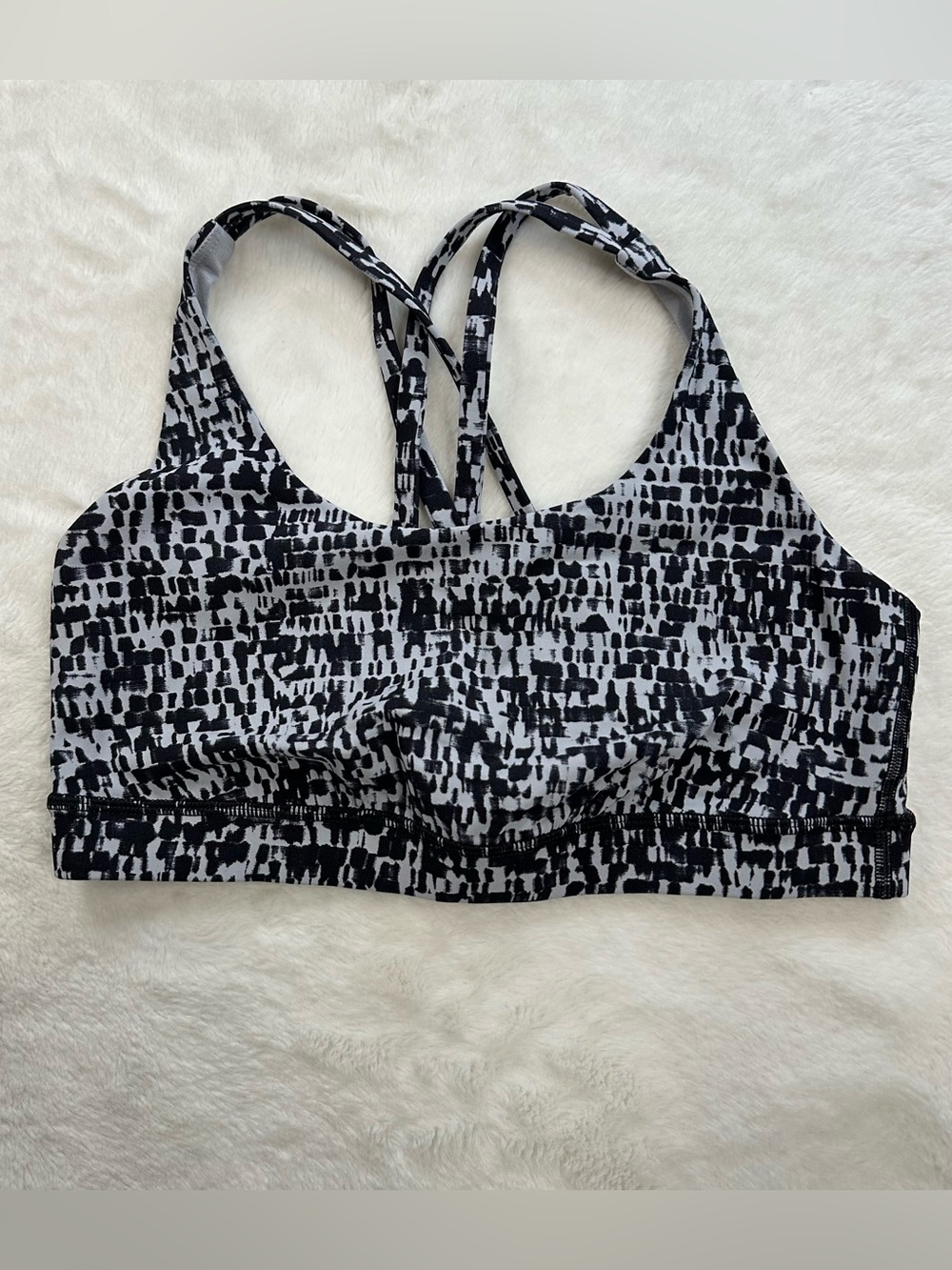 Lululemon Energy Bra *Medium Support Size 8 Urban Block Ice Grey Black